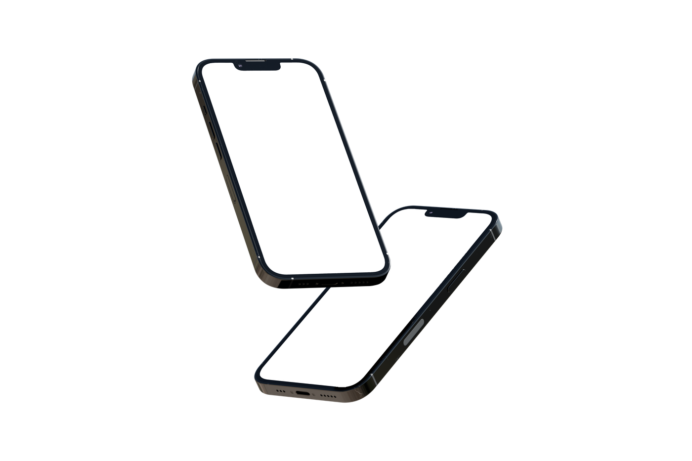 Smartphones showing mobile app interfaces