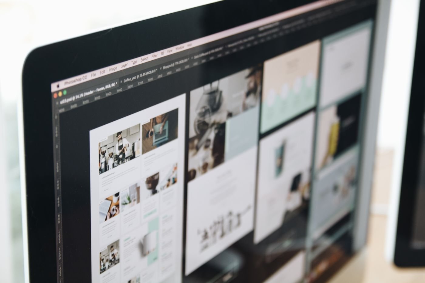 UI UX design work on a large monitor