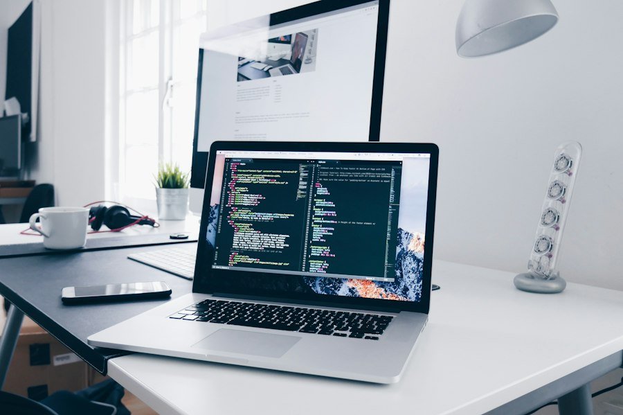 Laptop on a desk for website design