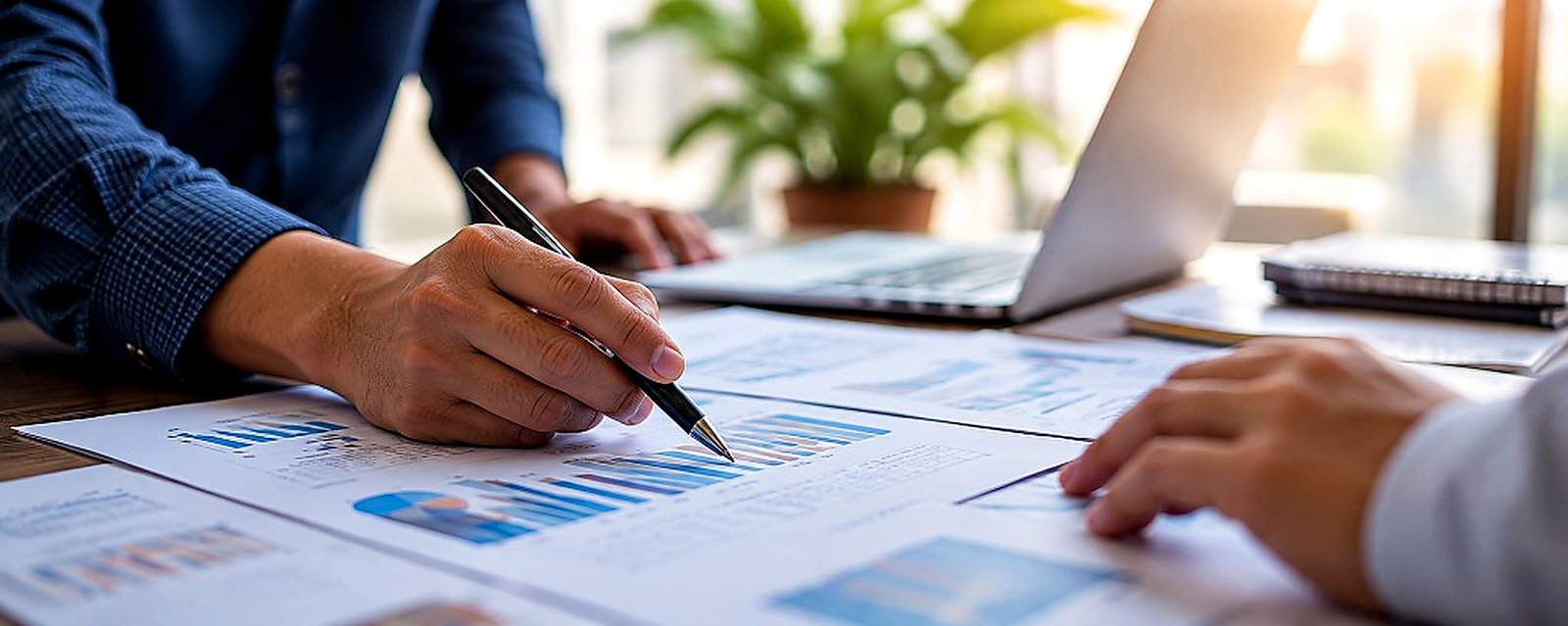 Reviewing project plans and charts