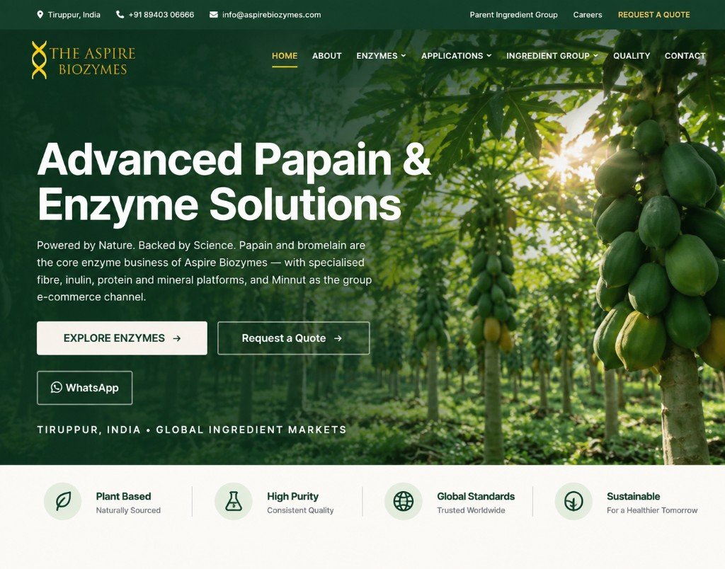Natural ingredients corporate website preview