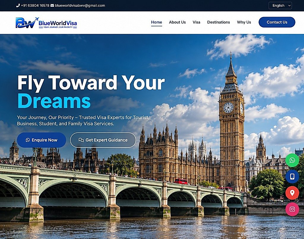 Travel and visa services website preview