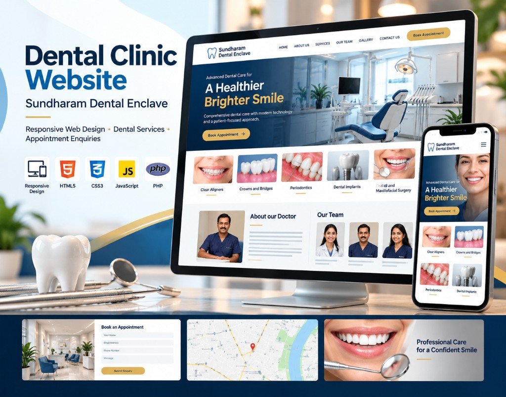 Sundharam Dental Enclave dental clinic website, a Coimbatore project