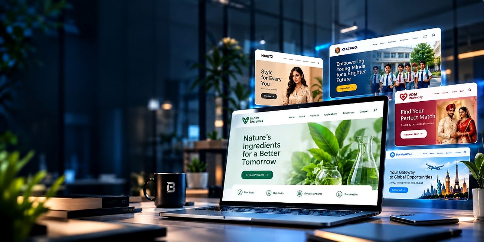 Laptop showing recent Budnet website projects